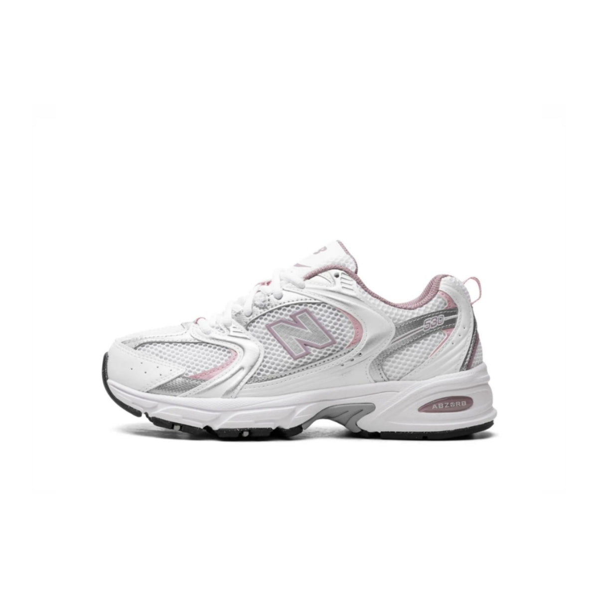 New balance 530 White/silver metallic/ice wine/mid century pin
