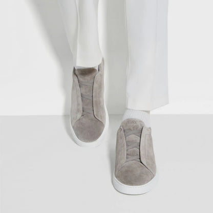 ZEGNA triple stitch suede sneakers