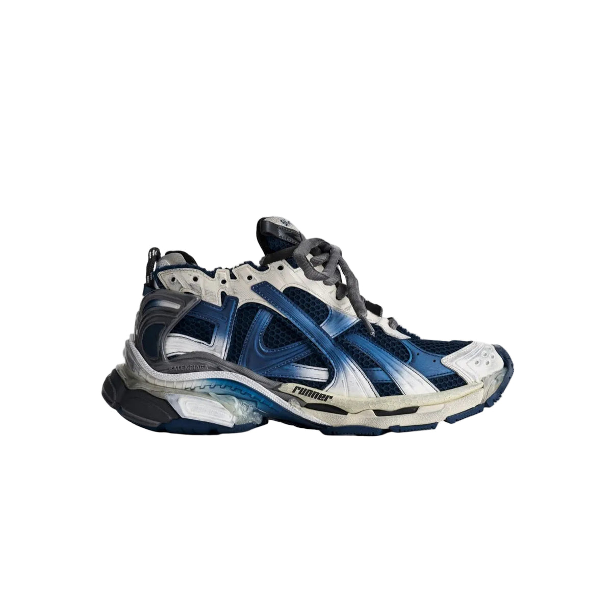 Balenciaga Navy & Off-White Runner Gradient Sneakers