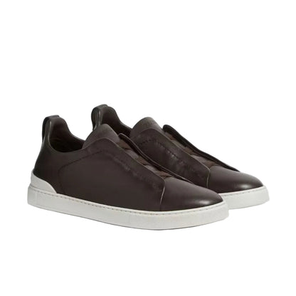 ZEGNA triple stitch leather sneakers