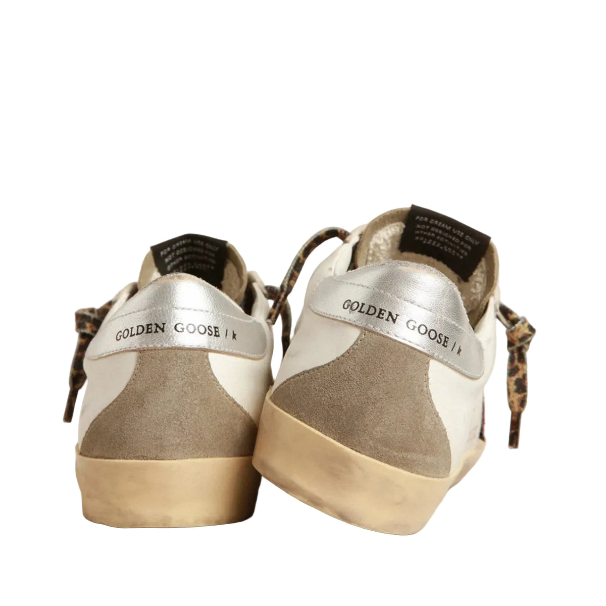 Golden Goose super-star with burgundy glitter star and silver heel tap