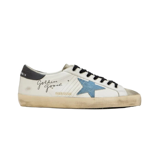 Golden Goose Super-Star in nappa leather with light blue suede star and gray leather heel tab