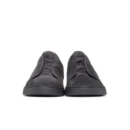 Zegna Grey Suede Triple Stitch Sneakers