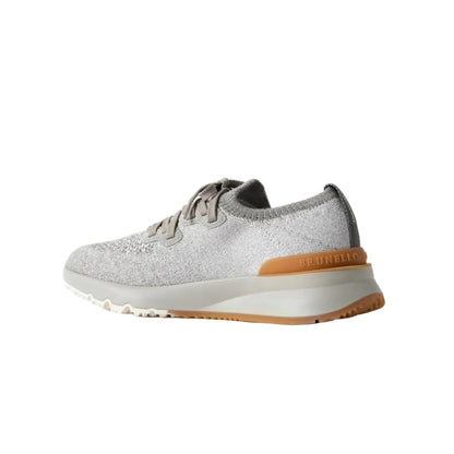 Brunello Cucinelli - Suede-Trimmed Stretch-Knit Sneakers - grey