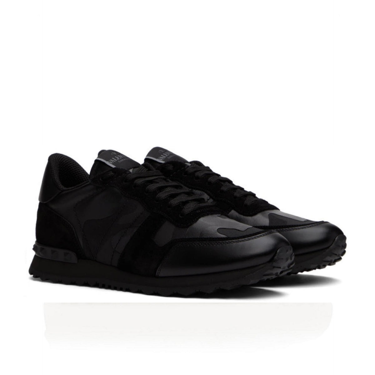 Valentino Garavani Black Rockrunner Low-Top Sneakers