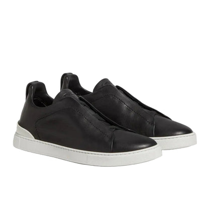 ZEGNA triple stitch leather sneakers