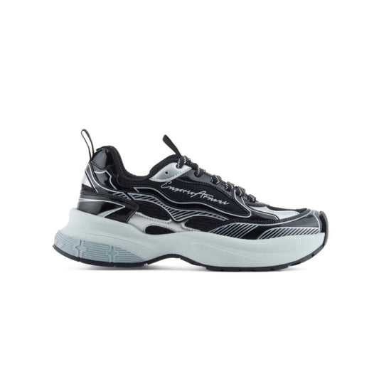 Emporio Armani patent- leather  striped sneakers
