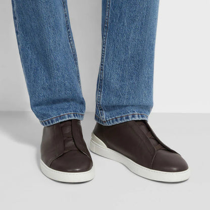 ZEGNA triple stitch leather sneakers