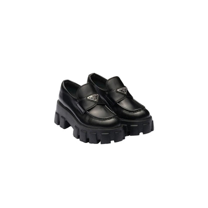 Prada monolith brushed leather loafers