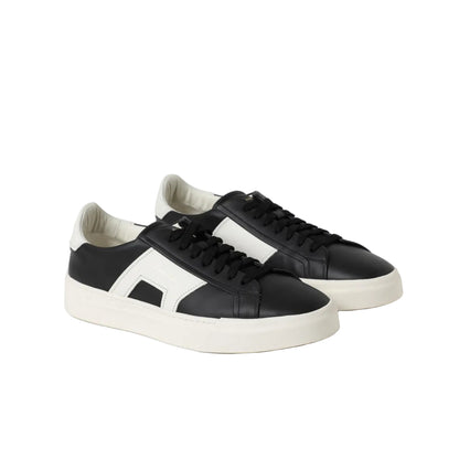 Santoni logo- print contrasting - solo leather sneakers
