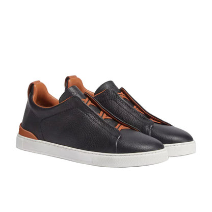 ZEGNA triple stitch leather sneakers