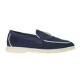 Loro piana navy blue suede summer charms walk loafers