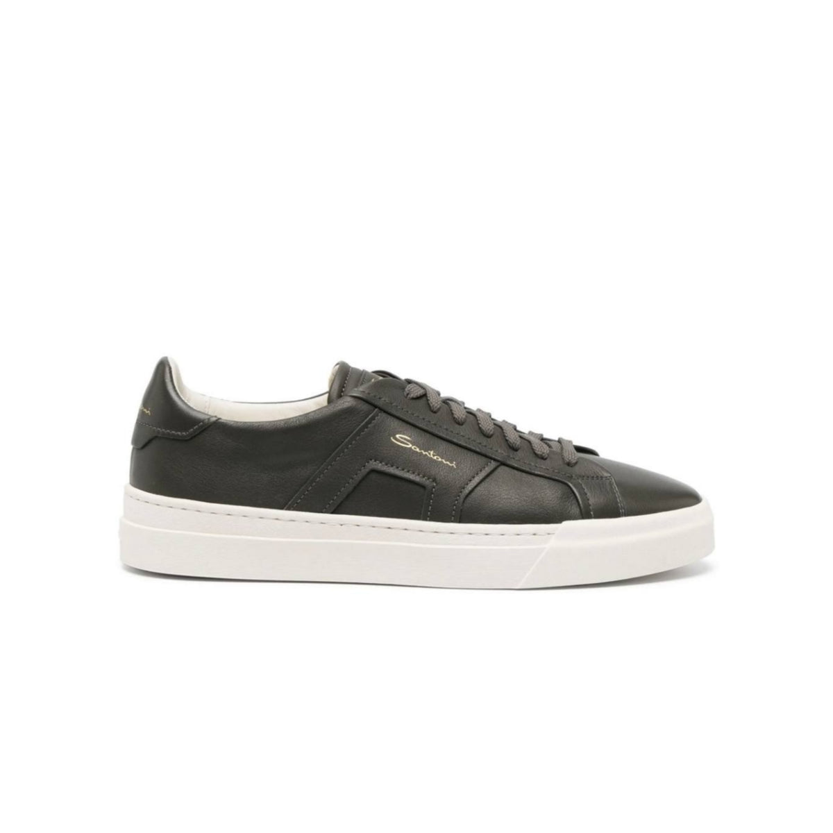 Santoni logo- print contrasting - solo leather sneakers