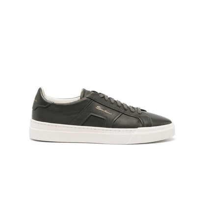 Santoni logo- print contrasting - solo leather sneakers