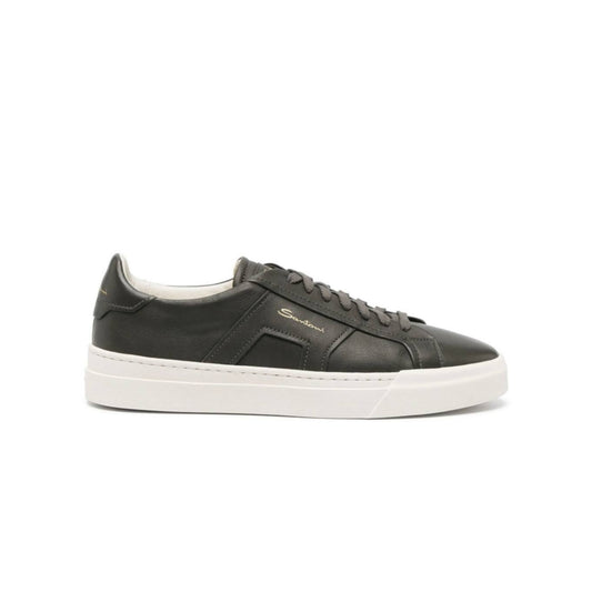 Santoni logo- print contrasting - solo leather sneakers