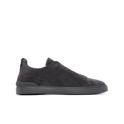 Zegna Grey Suede Triple Stitch Sneakers