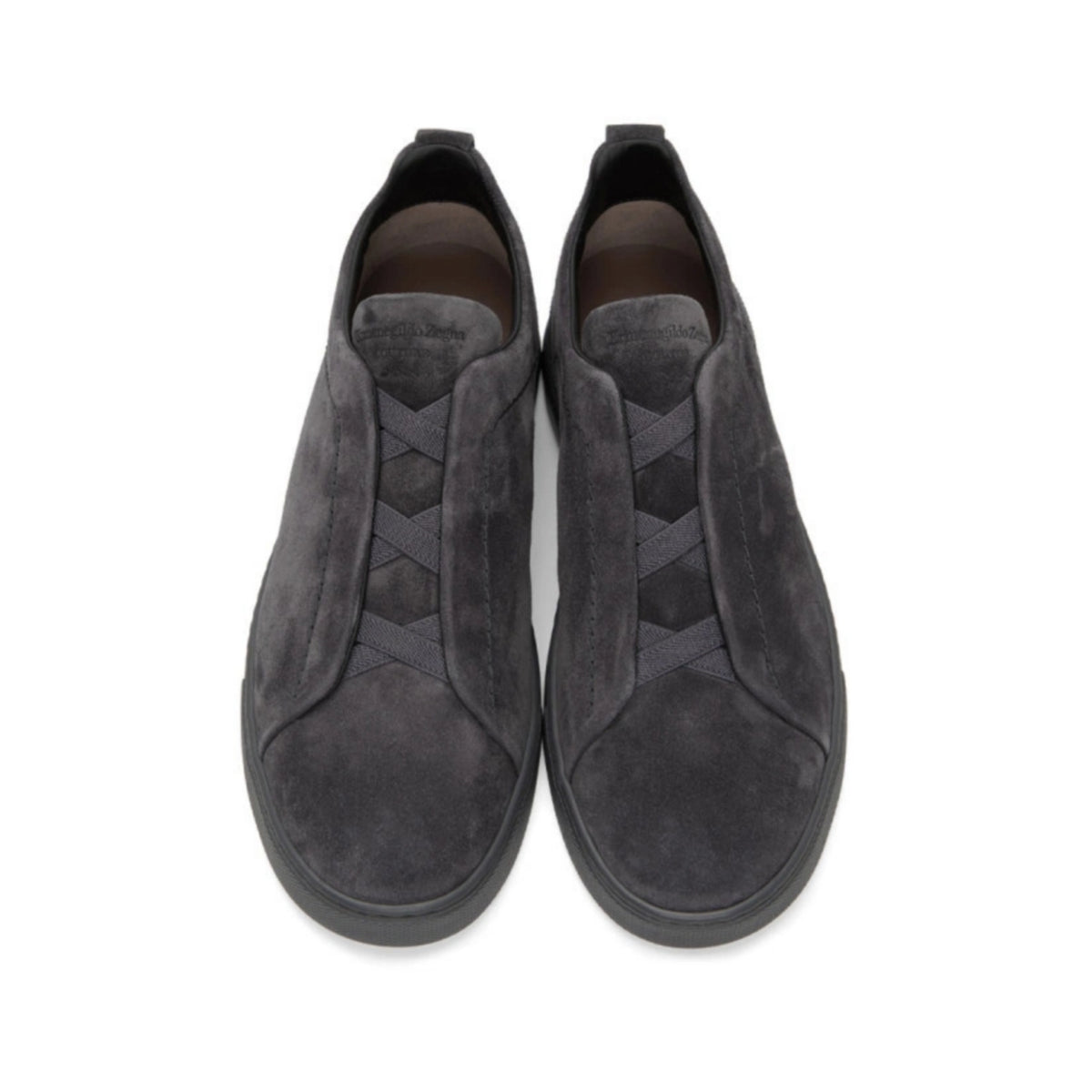 Zegna Grey Suede Triple Stitch Sneakers