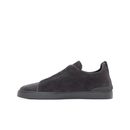 Zegna Grey Suede Triple Stitch Sneakers