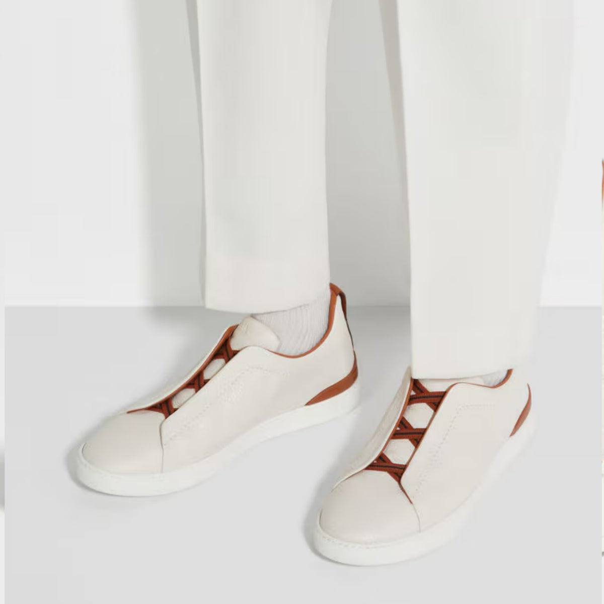 ZEGNA triple stitch leather sneakers