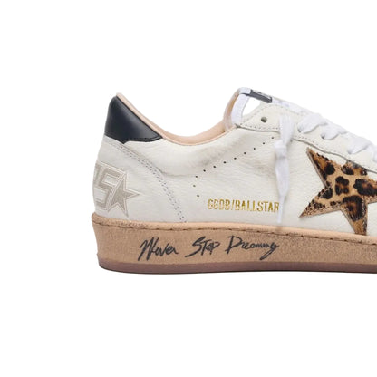 Golden Goose Women's Ball Star with leopard print pony skin star and black heel tab