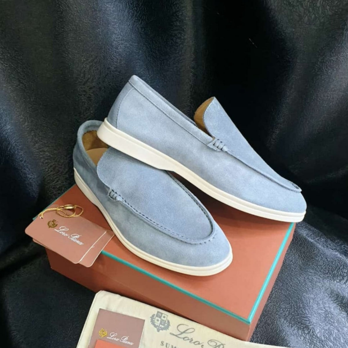 Loro Piana - Summer Walk Suede Loafers - Light blue