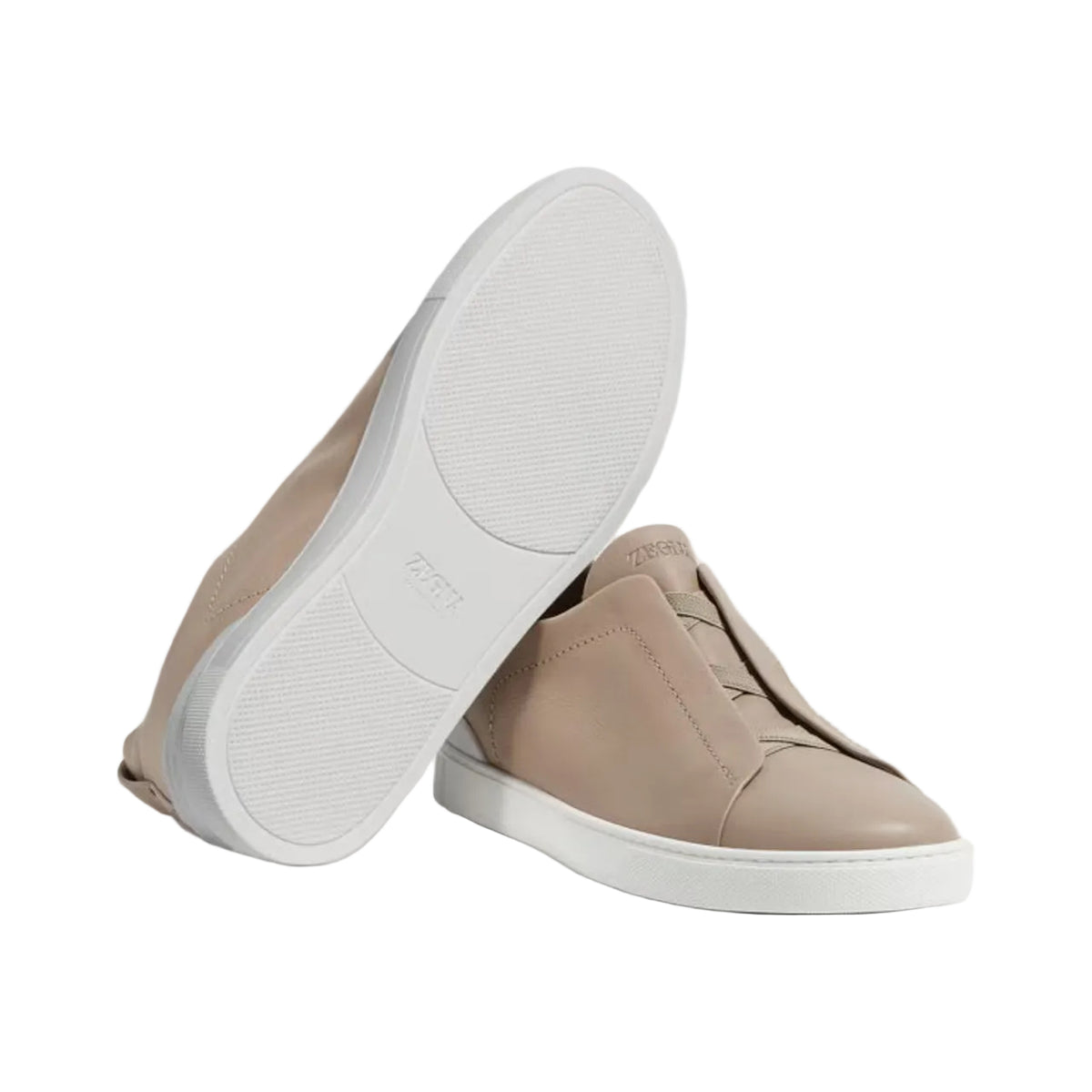ZEGNA triple stitch leather sneakers