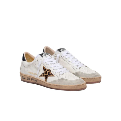 Golden Goose Women's Ball Star with leopard print pony skin star and black heel tab
